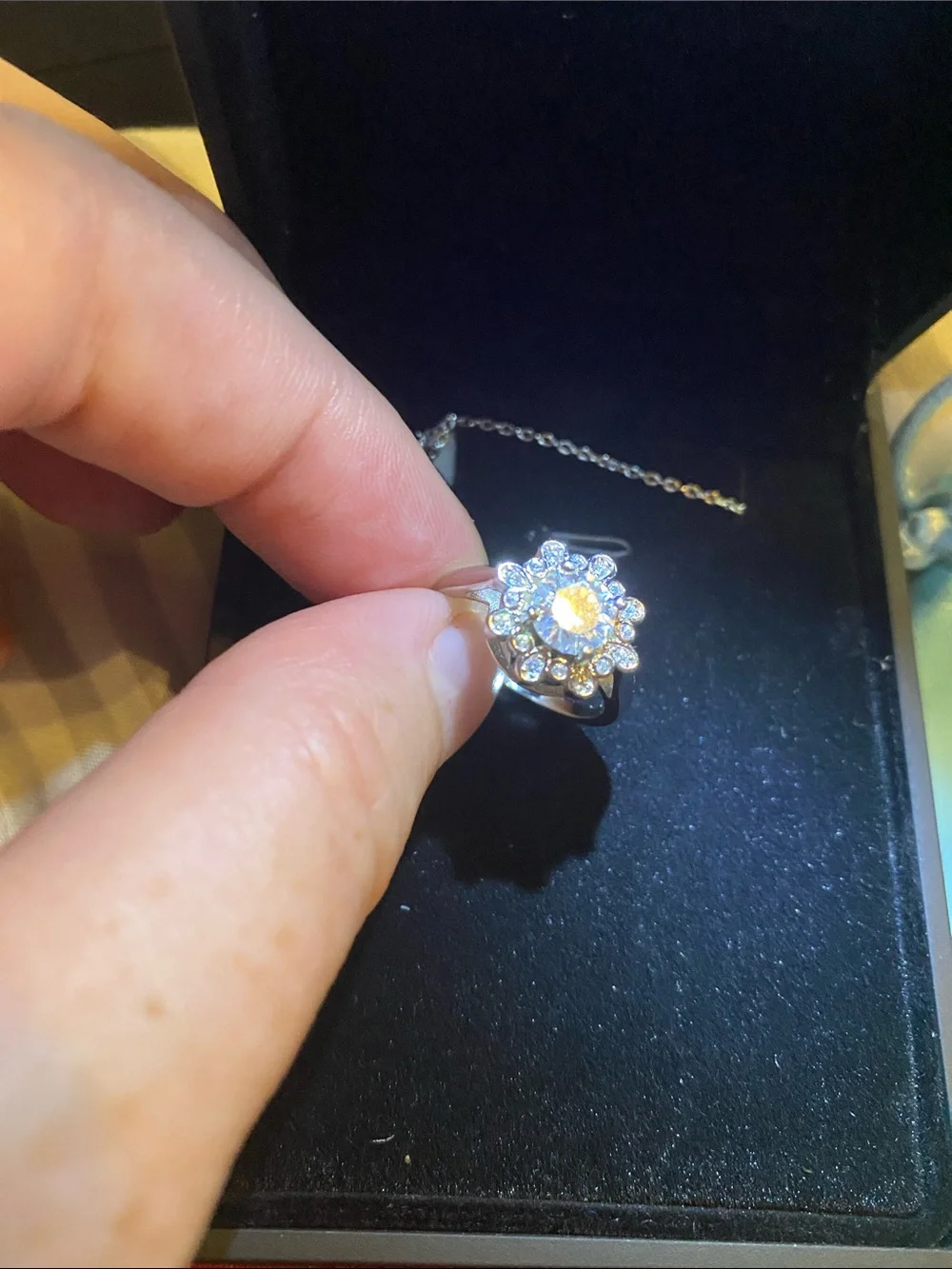 Classic Silver Floral Halo Ring with Clear Stones - Women's Jewelry